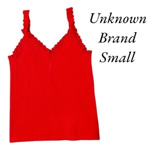 Red Lace Trim Tank Top